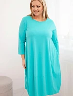 Dámská bavlněná sukýnka Plus Size s ohrnovacími rukávy a kapsami mátová
