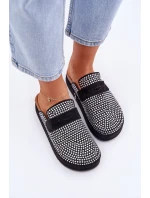 Dámské pantofle zdobené zirkony na platformě černé model 21683239 - Boto Dámské pantofle zdobené zirkony na platformě černé model 21683239 - Boto