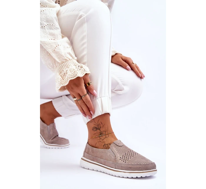 Semišové nazouvací boty Béžovo-zlatá Inez