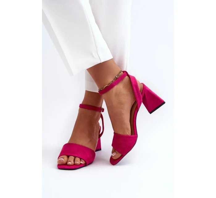 Dámské sandály na vysokém podpatku vyrobené z Eco Suede Fuchsia Upttima Dámské sandály na vysokém podpatku vyrobené z Eco Suede Fuchsia Upttima