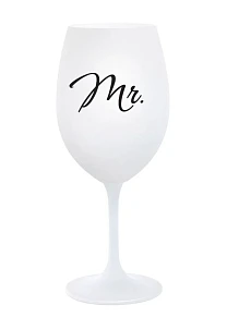 MR. - bílá sklenice na víno 350 ml