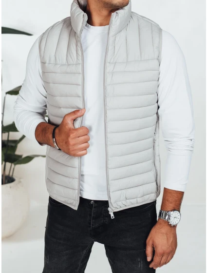 Pánská prošívaná vesta světle šedá model 21991566 - Dstreet Pánská prošívaná vesta světle šedá model 21991566 - Dstreet