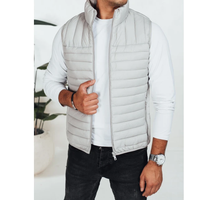 Pánská prošívaná vesta světle šedá model 21991566 - Dstreet Pánská prošívaná vesta světle šedá model 21991566 - Dstreet