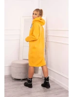 Šaty s kapucí a bočním rozparkem broskvové Šaty s kapucí a bočním rozparkem broskvové