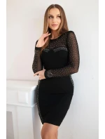 Pletené šaty s model 19361640 na bocích a rukávech černé - K-Fashion Pletené šaty s model 19361640 na bocích a rukávech černé - K-Fashion