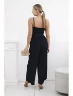 Plisovaný overal s ramínky námořnická modř