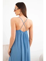 Dlouhé šaty bez ramínek džínovina