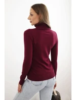 Dámský svetr z viskózy s rolákem a dlouhým rukávem bordový