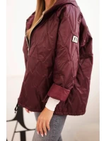 Dámská prošívaná bunda s kapucí švestková
