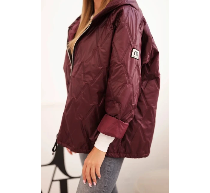 Dámská prošívaná bunda s kapucí švestková