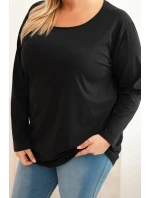 Dámská blůza Plus Size s lodičkovým výstřihem černá Dámská blůza Plus Size s lodičkovým výstřihem černá