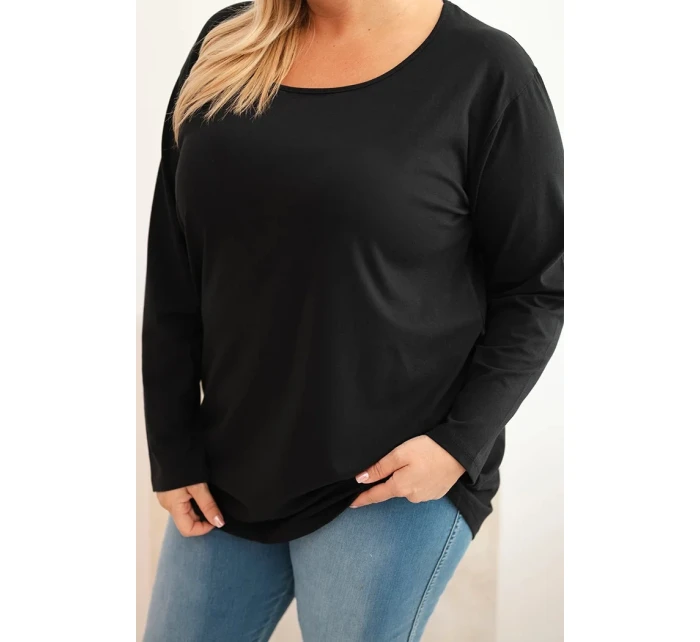 Dámská blůza Plus Size s lodičkovým výstřihem černá Dámská blůza Plus Size s lodičkovým výstřihem černá
