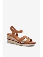 Dámské sandály na klínku s proutěním hnědé Starlenna Dámské sandály na klínku s proutěním hnědé Starlenna