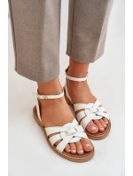 Kožené Dámské Sandály Na Plochém Podpatku Zazoo model 21682231 Ecru - Boto