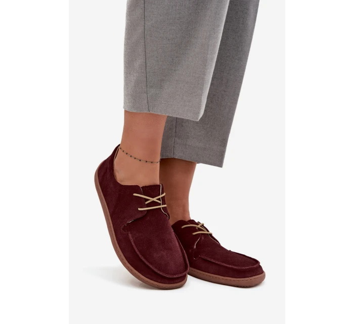 Dámské polobotky typu barefoot z přírodního semiše Zazoo 327 bordó