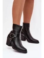 Zateplené dámské kotníkové boty na podpatku s ozdobným černé model 21758914 - Boto Zateplené dámské kotníkové boty na podpatku s ozdobným černé model 21758914 - Boto