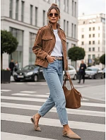 Dámská semišová bunda bomber světle hnědá FashionStreet TY5644