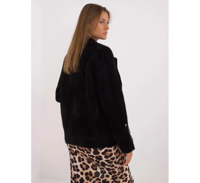 Černá krátká vlněná bunda typa alpaka (250)