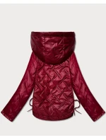 Lekko ocieplana krótka kurtka damska z kapturem Goodlookin ciemny czerwony (B8595-27)