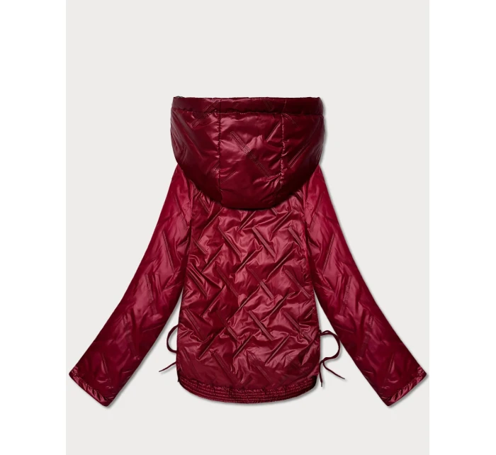 Lekko ocieplana krótka kurtka damska z kapturem Goodlookin ciemny czerwony (B8595-27)