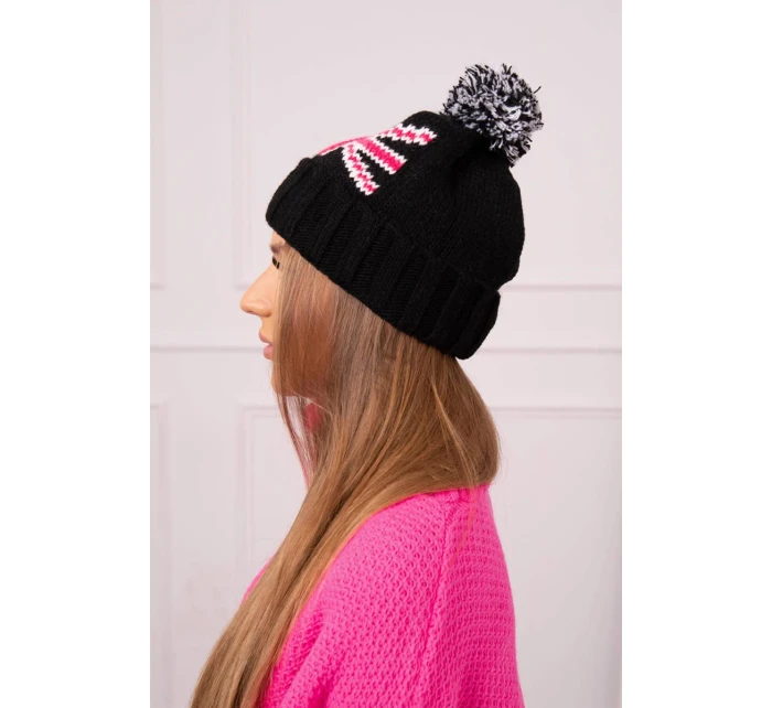 Dámská čepice s bambulí Elizabeth K386 černá Dámská čepice s bambulí Elizabeth K386 černá