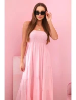 Dámské viskózové šaty s elastickým topem bonbónově růžová Dámské viskózové šaty s elastickým topem bonbónově růžová