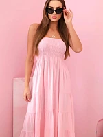 Dámské viskózové šaty s elastickým topem bonbónově růžová