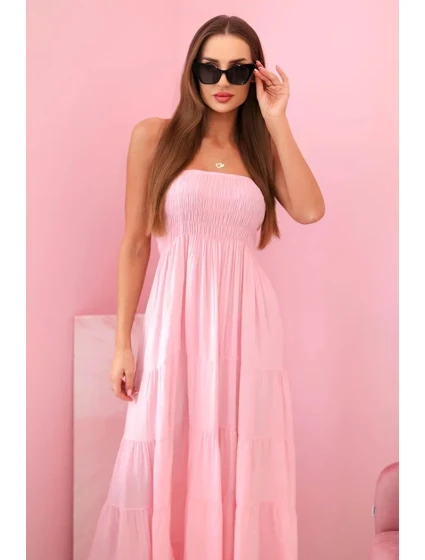 Dámské viskózové šaty s elastickým topem bonbónově růžová Dámské viskózové šaty s elastickým topem bonbónově růžová