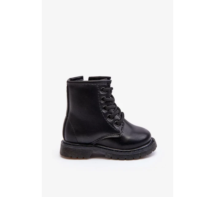 Dětské Kožené Kozačky Se Zipem Černe Omua