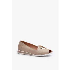 Dámské lodičky s dekorem z eko kůže, zlatá Biolita