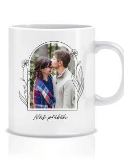 Personalizovaný keramický hrnek 300 ml s květinovým ohraničením 