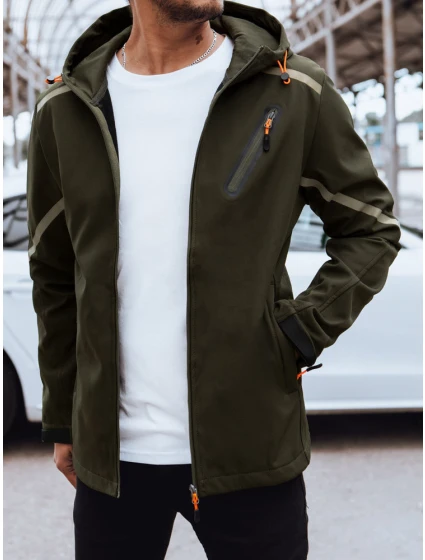 Pánská softshellová bunda s kapucí zelená FashionStreet TX4480 Pánská softshellová bunda s kapucí zelená FashionStreet TX4480