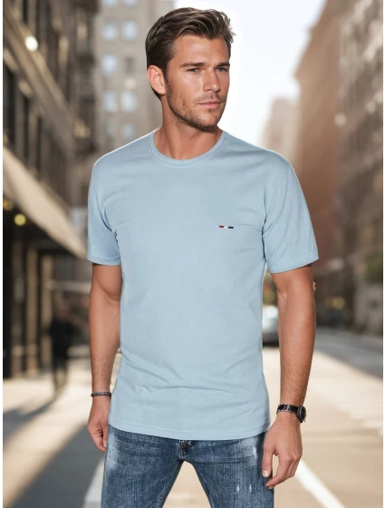 Pánské vyšívané tričko modré FashionStreet RX5639