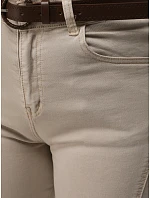 Spodnie damskie jeansowe z wysokim stanem beżowe model 22173047 - FashionStreet