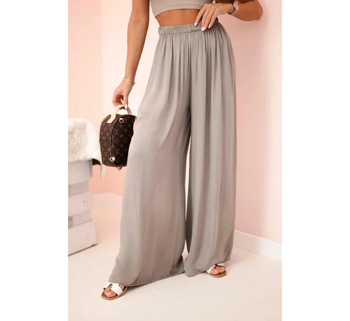 Široké dámské kalhoty s elastickým pasem fango