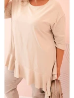 Dámská blůza Plus Size s model 21259120 kapsou a ohrnutým rukávem kiwi - K-Fashion