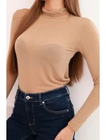 Dámská model 21777035 halenka s rolákem a dlouhým rukávem camelová - K-Fashion