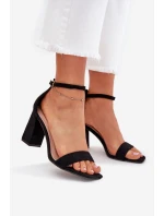 Dámské Sandály Na Podpatku Z Eko Semiše Černé Elirae Dámské Sandály Na Podpatku Z Eko Semiše Černé Elirae