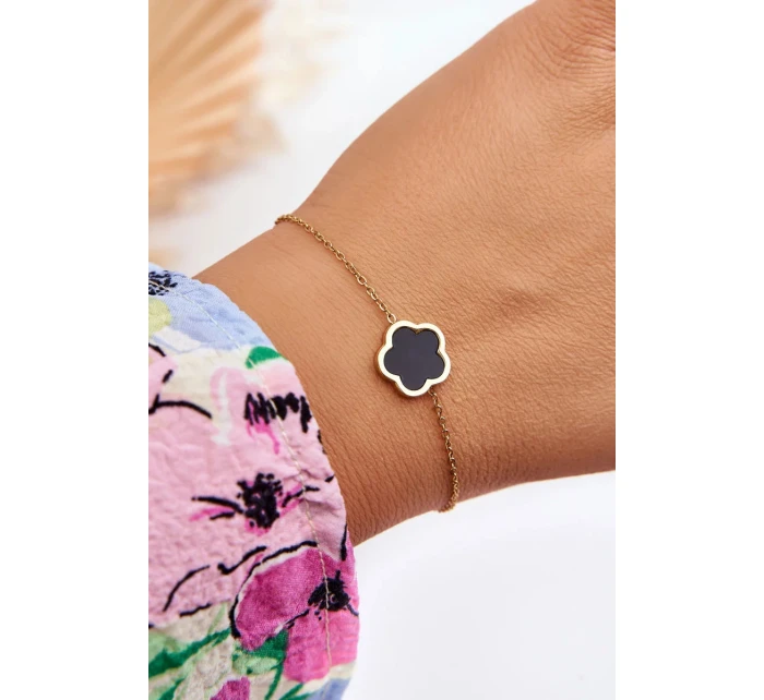 Dámský náramek s černým květem zlata Dámský náramek s černým květem zlata