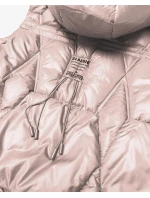 Krótki bezrękawnik damski z odpinanym kapturem Goodlookin blady różowy (B8258-51)