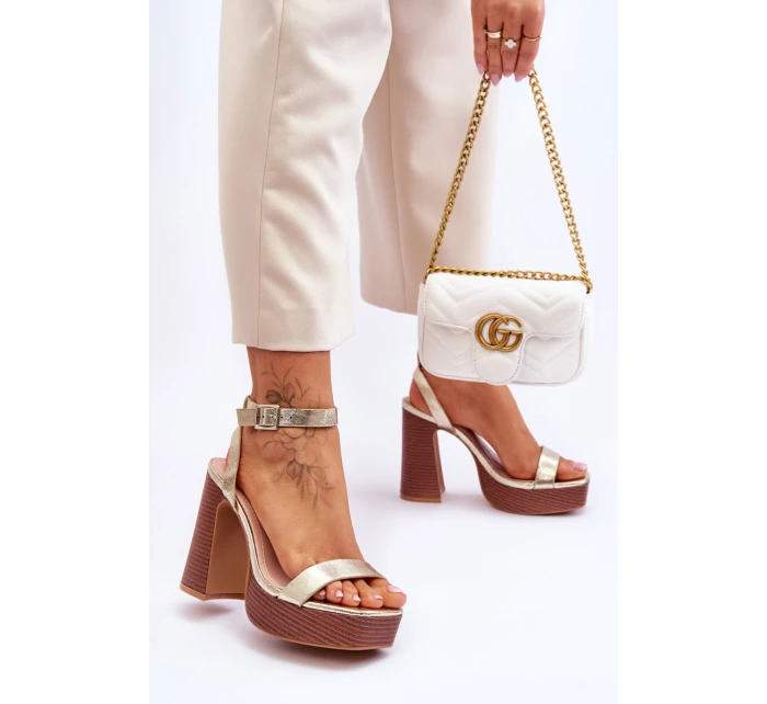 Kožené Sandály Na Robustní Platformě zlato Marina Kožené Sandály Na Robustní Platformě zlato Marina