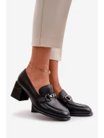 Elegantní Dámské Kožené Polobotky Na Podpatku Černé model 21668909 - VINCEZA