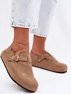 Dámské polobotky Eko semiš s zlatým přezkou Tmavě béžové model 22038392 - Boto