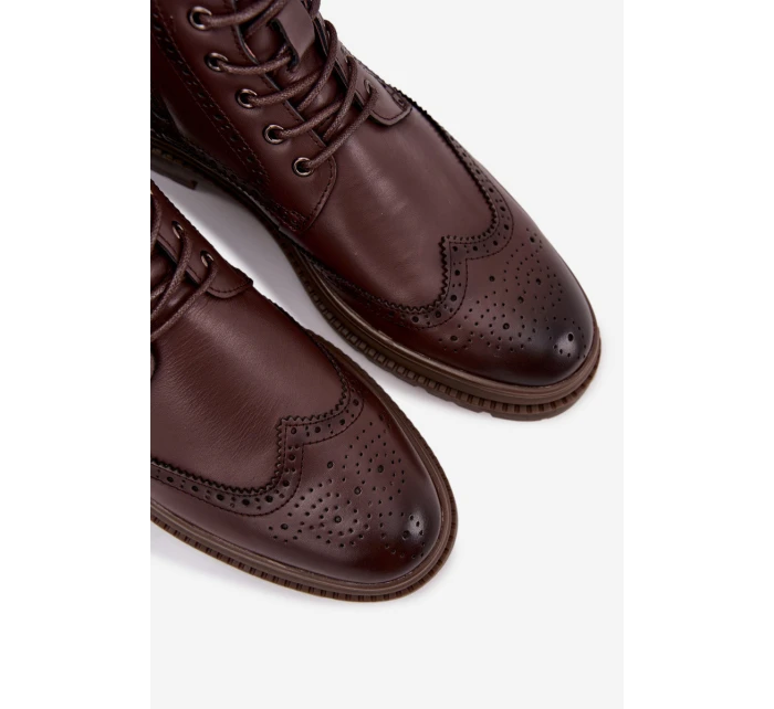 Pánské kožené kotníkové boty Lee Cooper – hnědé Pánské kožené kotníkové boty Lee Cooper – hnědé