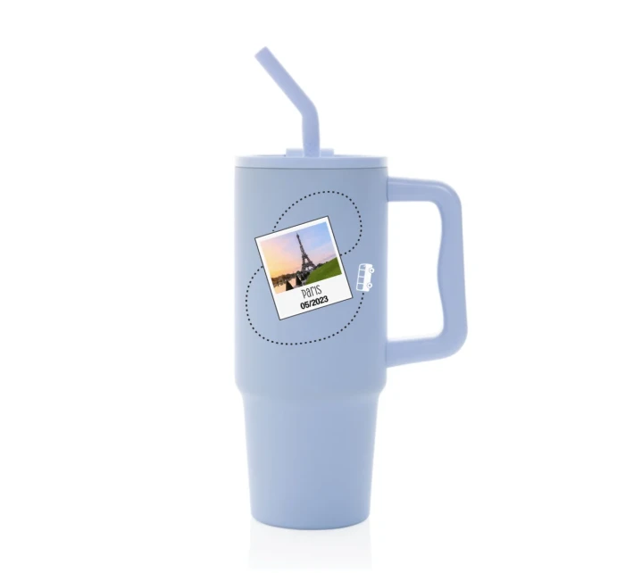 Vlastní text na cestovatelskou termosku s barevným víčkem