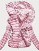 Růžová prošívaná dámská bunda s kapucí (B9561)