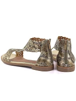Dámské ažurové sandály z hadí kůže ve zlaté barvě M.Daszynski MR24148-2