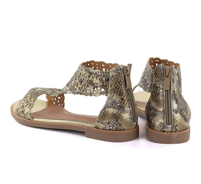 Dámské ažurové sandály z hadí kůže ve zlaté barvě M.Daszynski MR24148-2