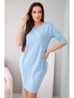 Dámské bavlněné šaty s 3/4 rukávem a kapsami modré Dámské bavlněné šaty s 3/4 rukávem a kapsami modré