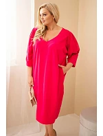 Dámské šaty Plus Size s kapsami fuchsiová